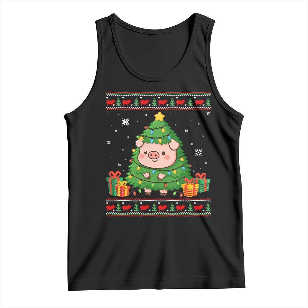 Funny Pig Christmas Tree Ugly Sweater Tank Top Farm Animal Gift - Wonder Print Shop