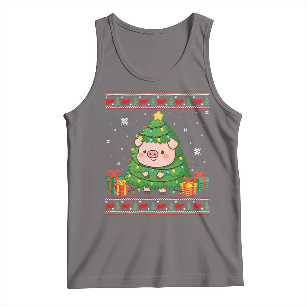 Funny Pig Christmas Tree Ugly Sweater Tank Top Farm Animal Gift - Wonder Print Shop