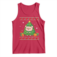 Funny Pig Christmas Tree Ugly Sweater Tank Top Farm Animal Gift - Wonder Print Shop