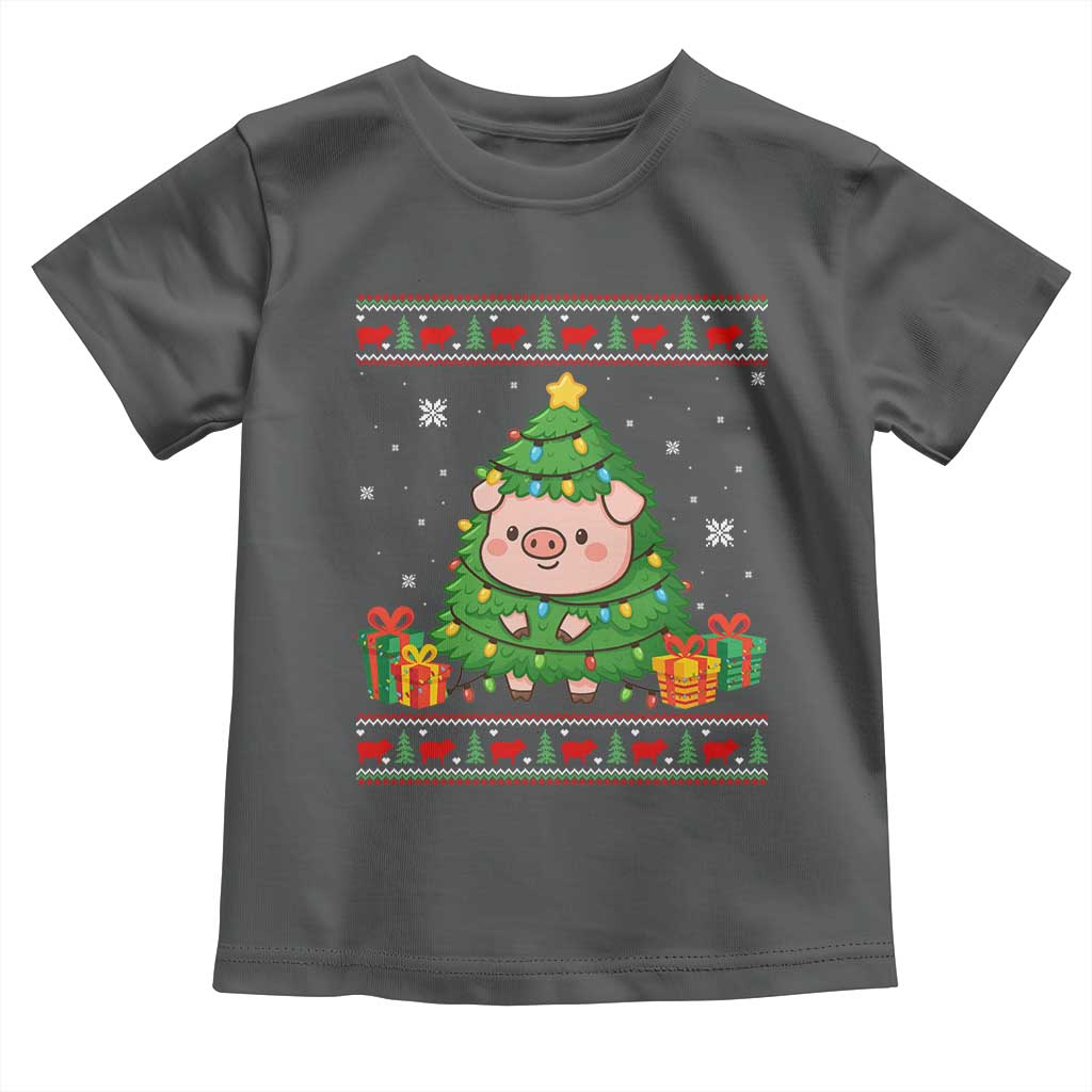 Funny Pig Christmas Tree Ugly Sweater Toddler T Shirt Farm Animal Gift - Wonder Print Shop