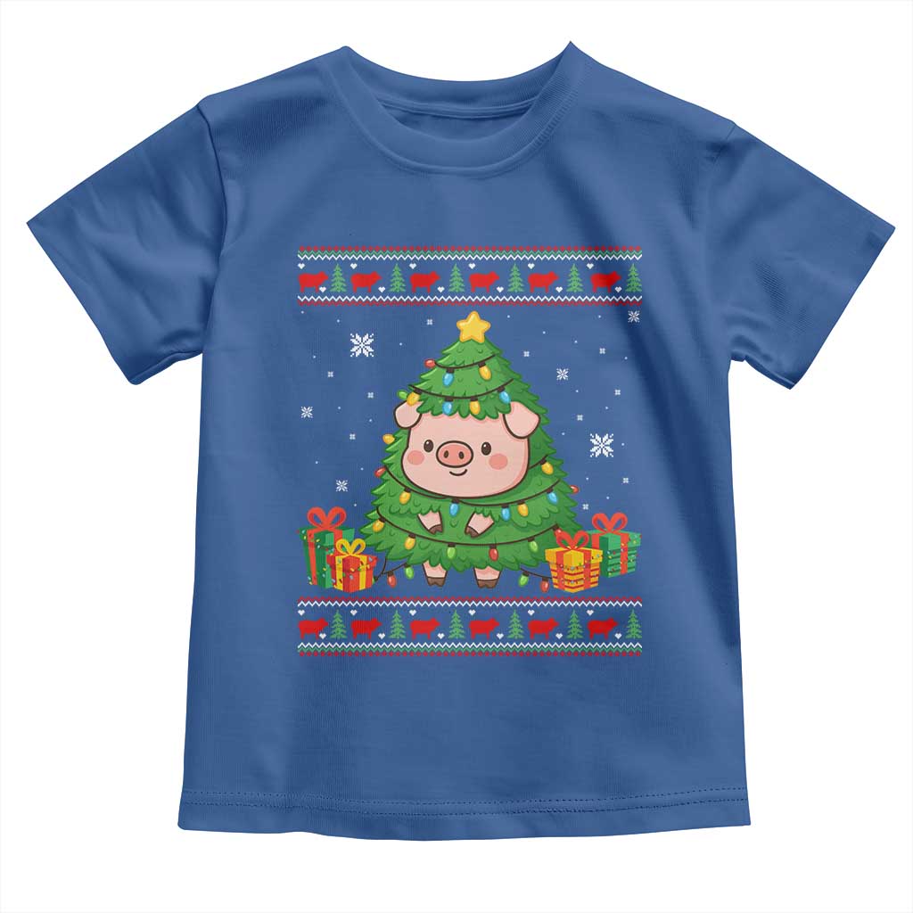 Funny Pig Christmas Tree Ugly Sweater Toddler T Shirt Farm Animal Gift - Wonder Print Shop