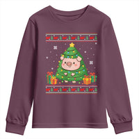 Funny Pig Christmas Tree Ugly Sweater Youth Sweatshirt Farm Animal Gift - Wonder Print Shop