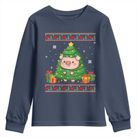 Funny Pig Christmas Tree Ugly Sweater Youth Sweatshirt Farm Animal Gift - Wonder Print Shop