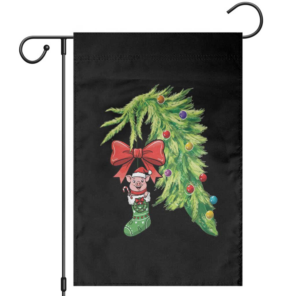 Funny Christmas Pig In Green Hand Naughty Garden Flag Pet Lover Gift - Wonder Print Shop