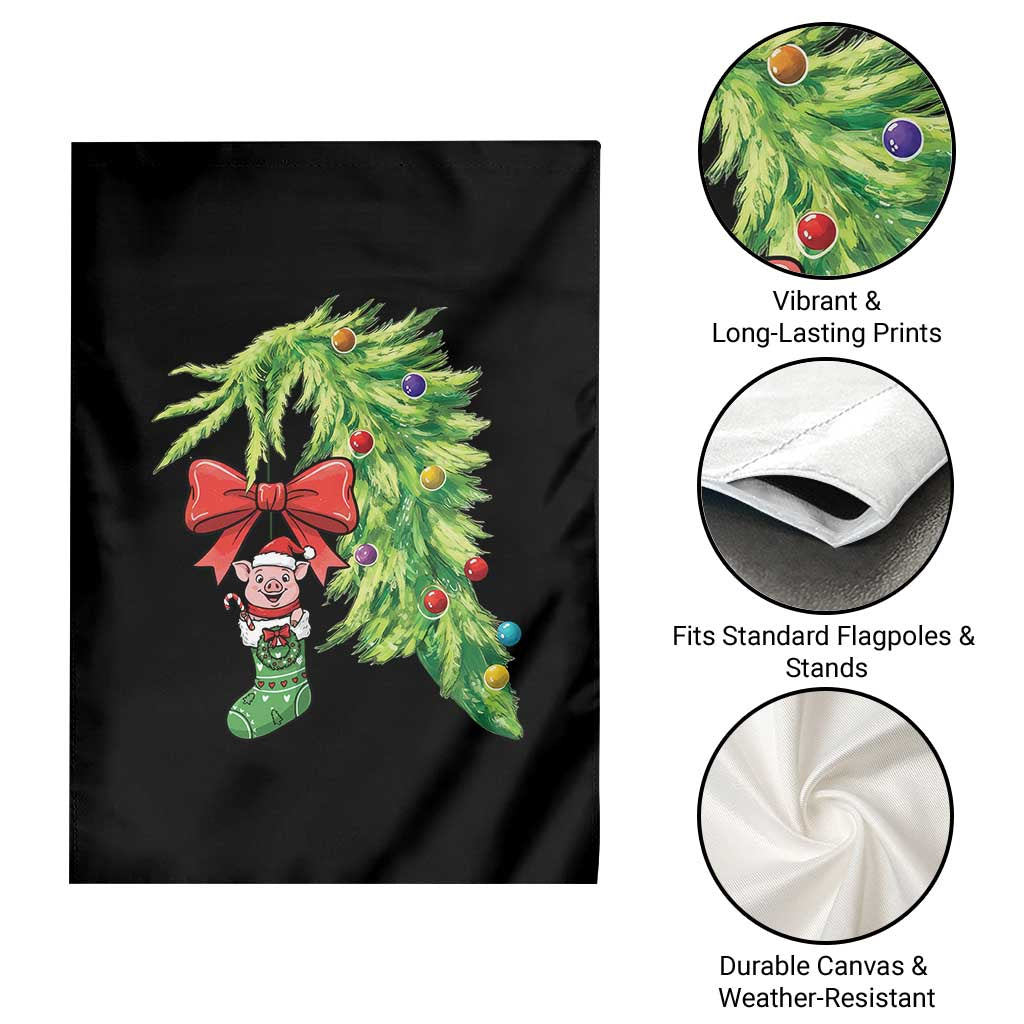 Funny Christmas Pig In Green Hand Naughty Garden Flag Pet Lover Gift - Wonder Print Shop