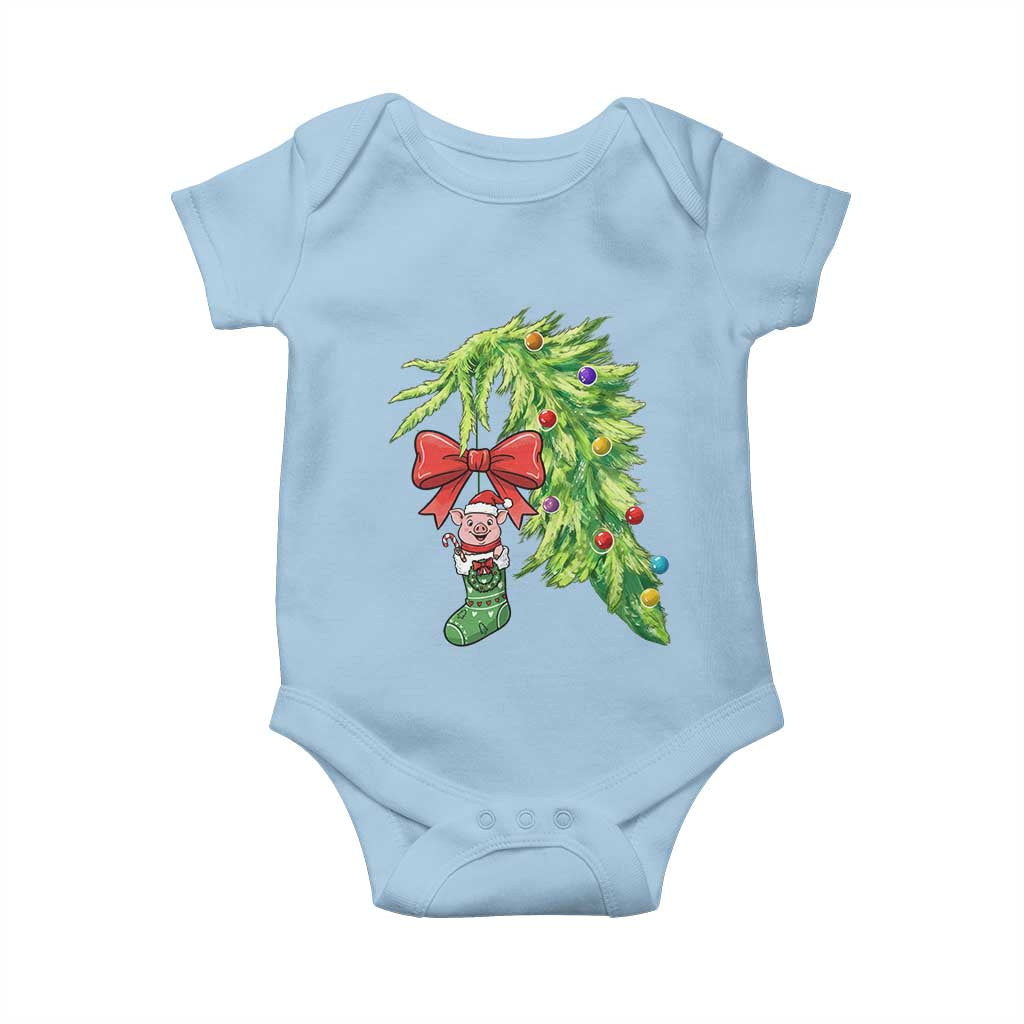Funny Christmas Pig In Green Hand Naughty Baby Onesie Pet Lover Gift - Wonder Print Shop