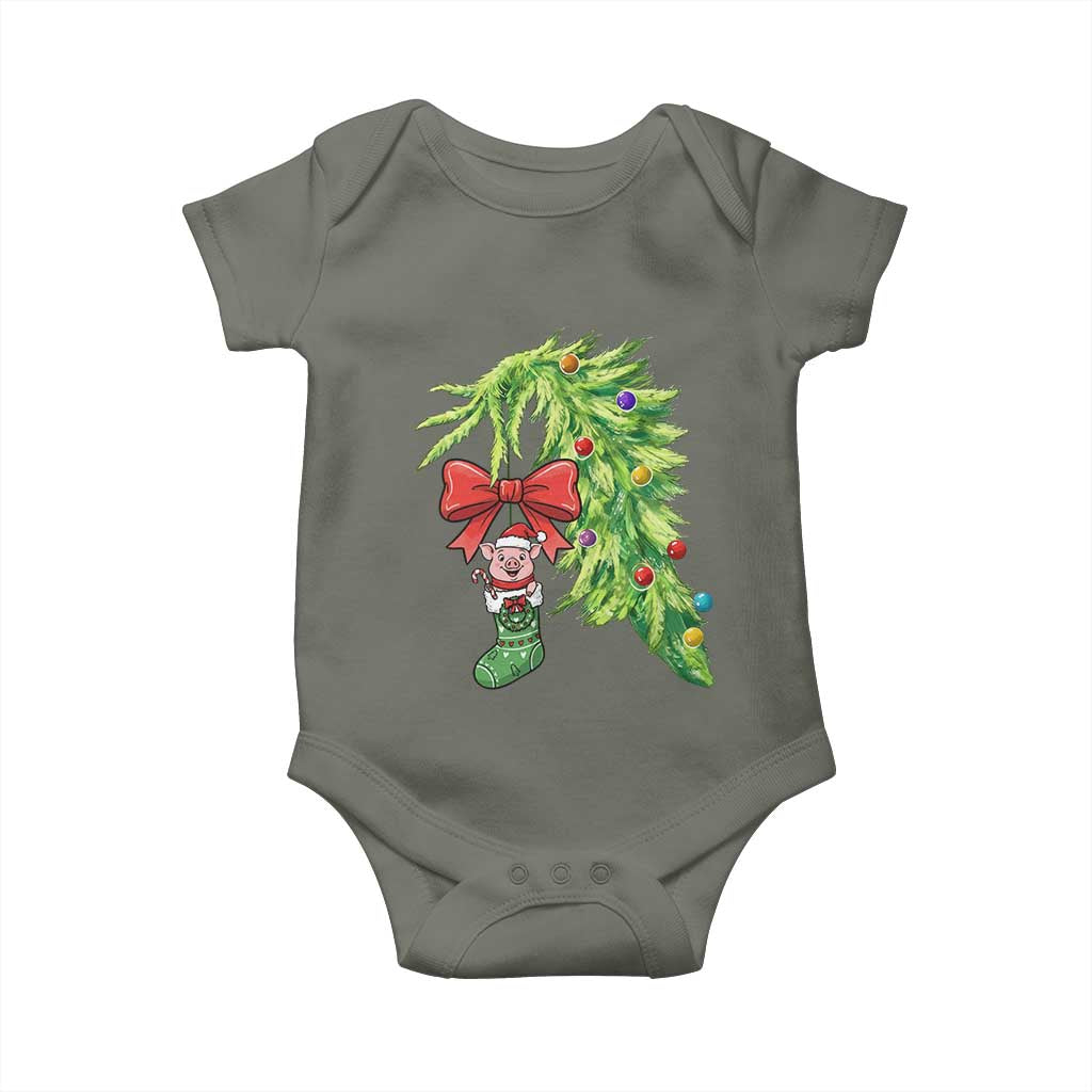 Funny Christmas Pig In Green Hand Naughty Baby Onesie Pet Lover Gift - Wonder Print Shop