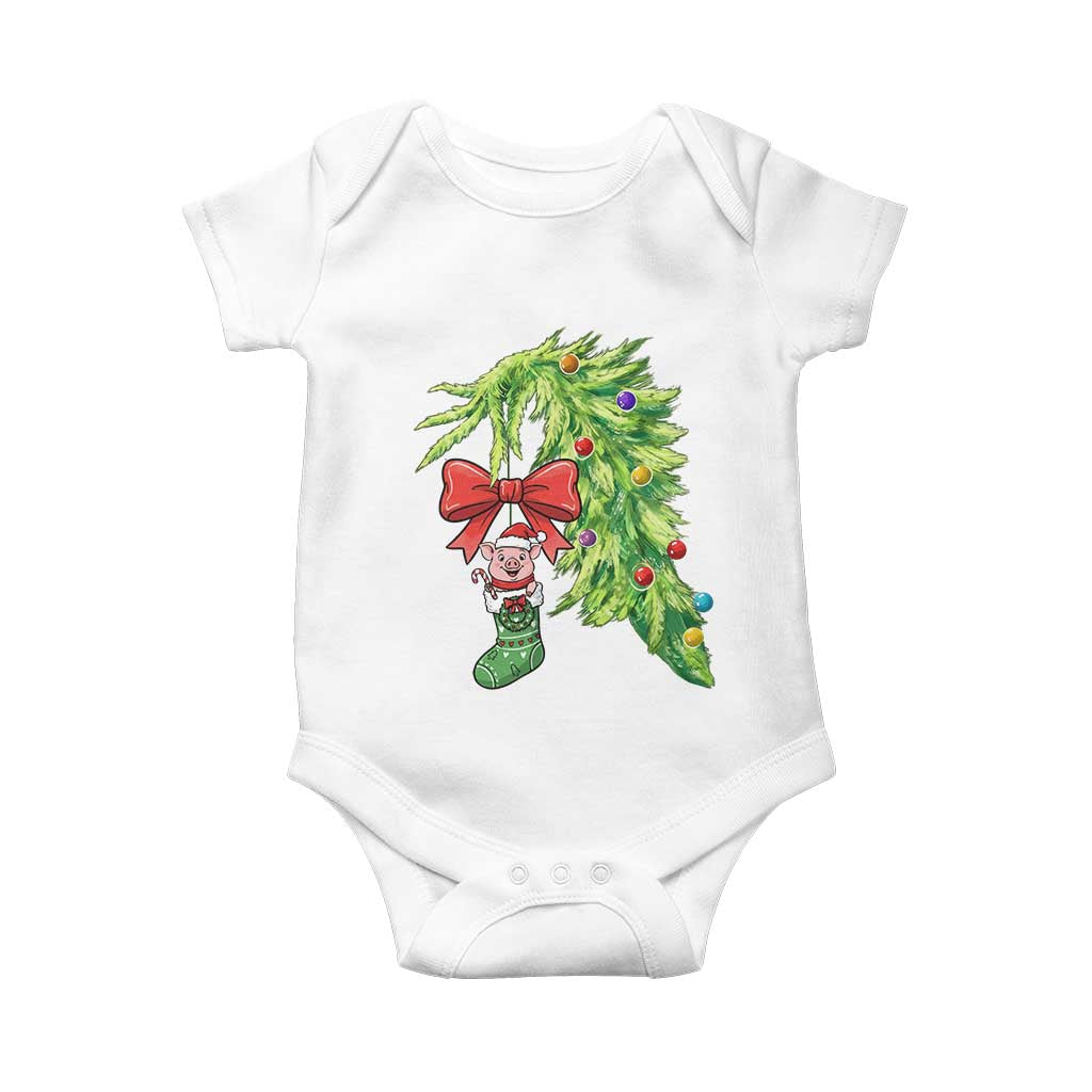 Funny Christmas Pig In Green Hand Naughty Baby Onesie Pet Lover Gift - Wonder Print Shop