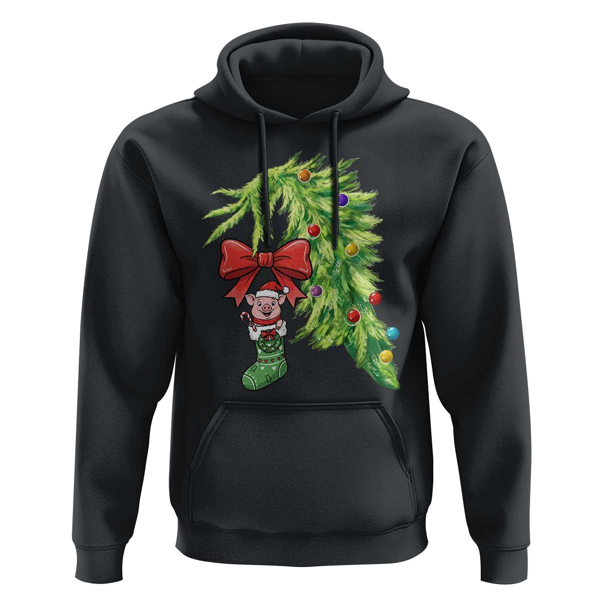 Funny Christmas Pig In Green Hand Naughty Hoodie Pet Lover Gift - Wonder Print Shop