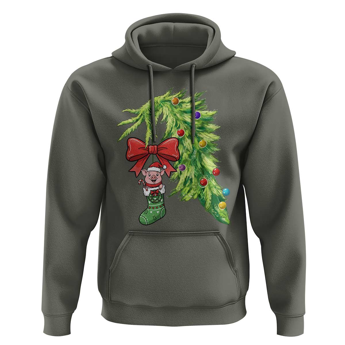 Funny Christmas Pig In Green Hand Naughty Hoodie Pet Lover Gift - Wonder Print Shop