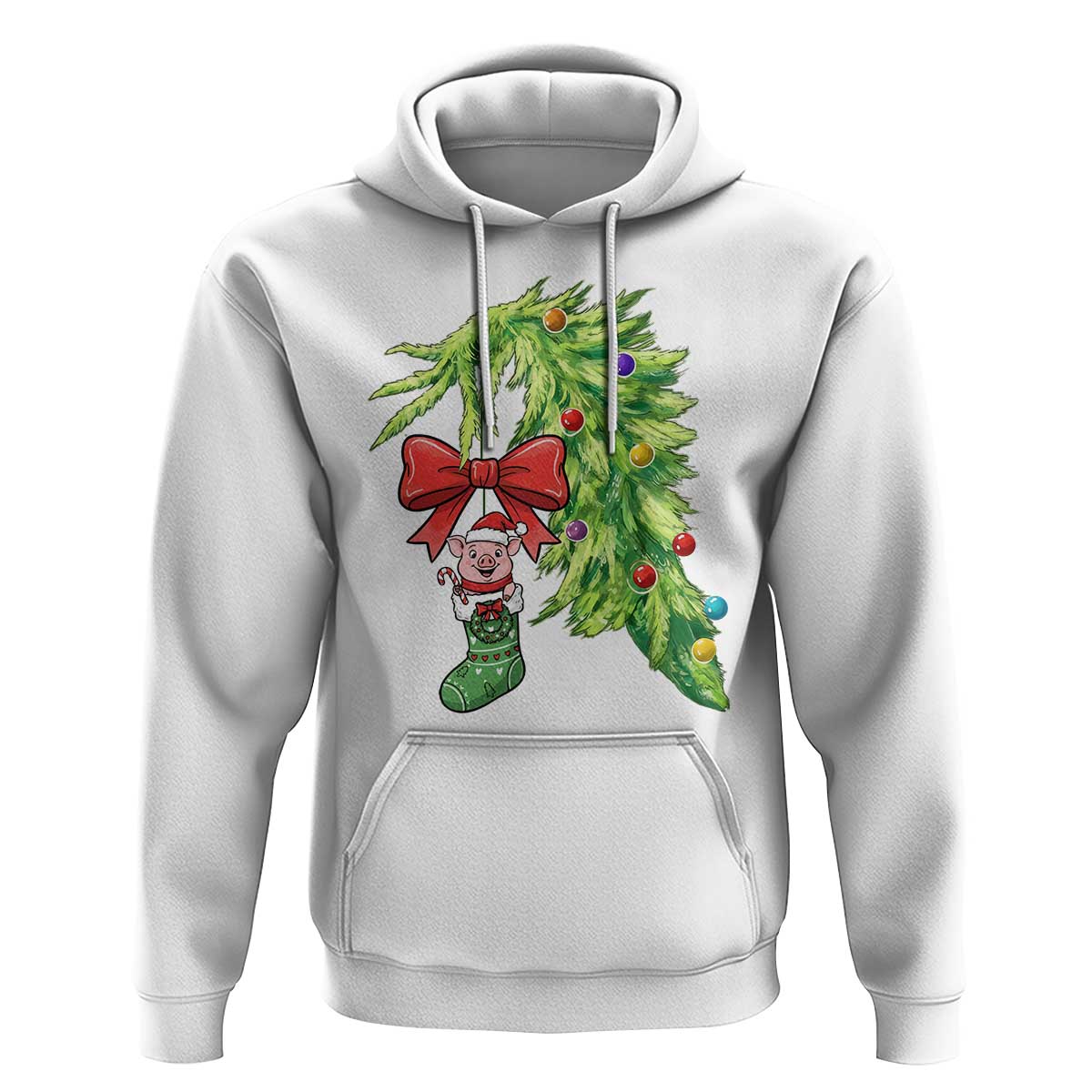 Funny Christmas Pig In Green Hand Naughty Hoodie Pet Lover Gift - Wonder Print Shop