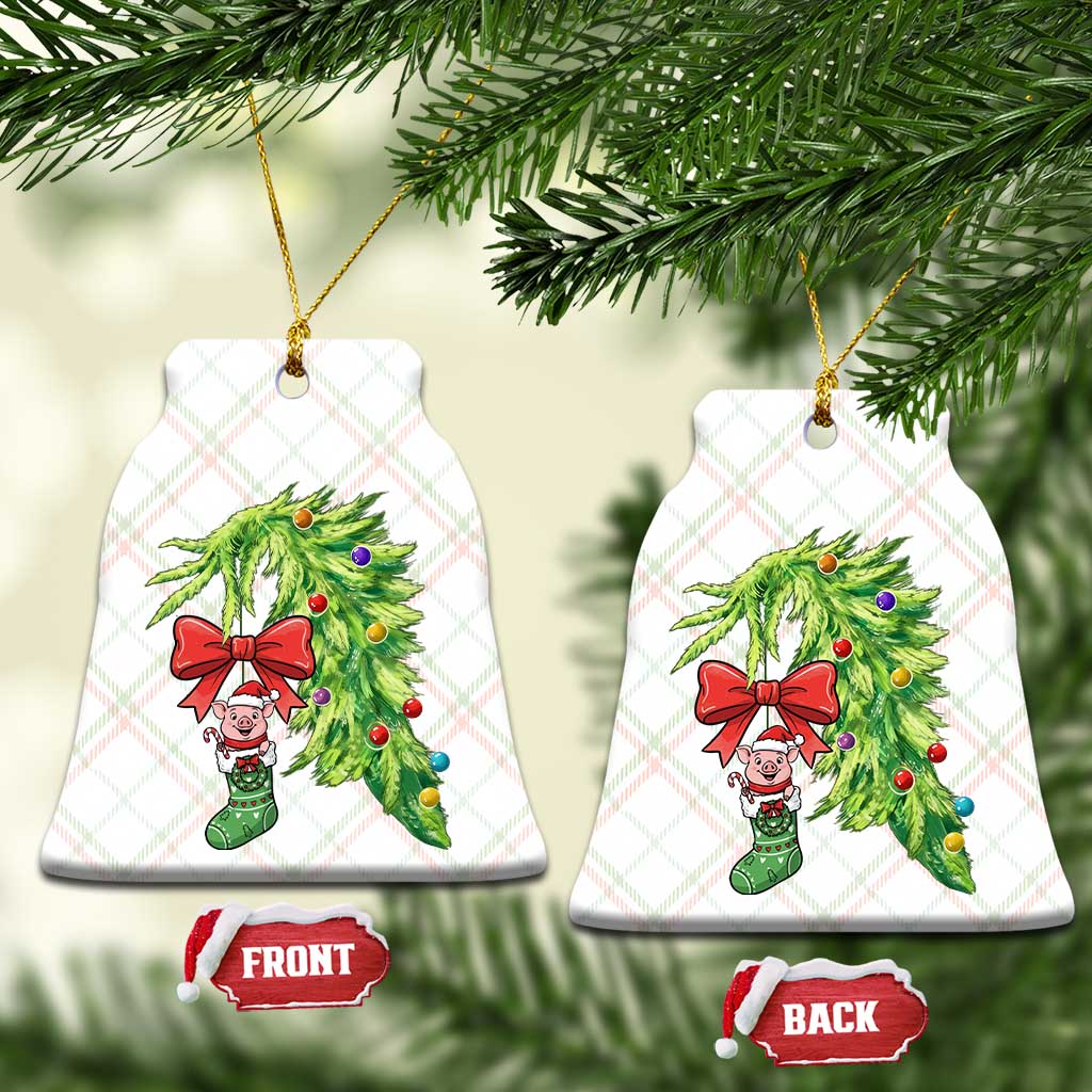 Funny Christmas Pig In Green Hand Naughty Ceramic Ornament Pet Lover Gift - Wonder Print Shop