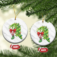Funny Christmas Pig In Green Hand Naughty Ceramic Ornament Pet Lover Gift - Wonder Print Shop