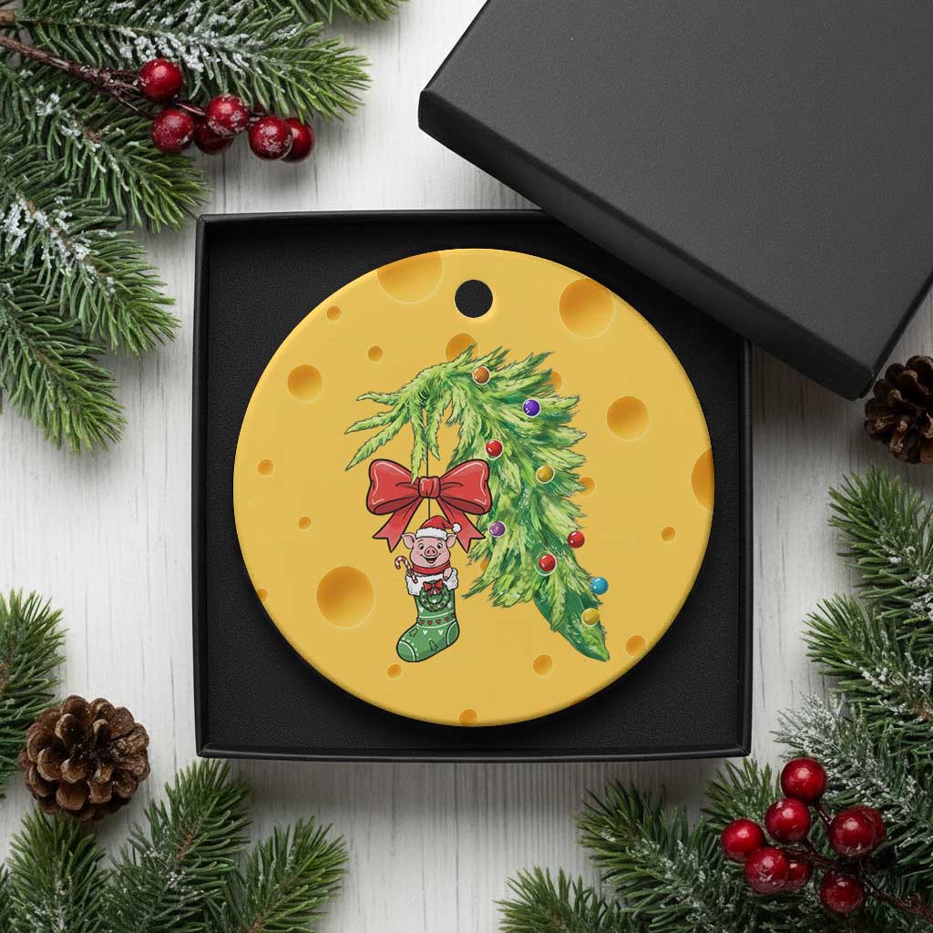Funny Christmas Pig In Green Hand Naughty Ceramic Ornament Pet Lover Gift - Wonder Print Shop