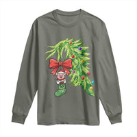 Funny Christmas Pig In Green Hand Naughty Long Sleeve Shirt Pet Lover Gift - Wonder Print Shop