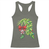 Funny Christmas Pig In Green Hand Naughty Racerback Tank Top Pet Lover Gift - Wonder Print Shop
