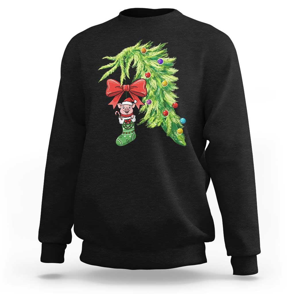 Funny Christmas Pig In Green Hand Naughty Sweatshirt Pet Lover Gift - Wonder Print Shop