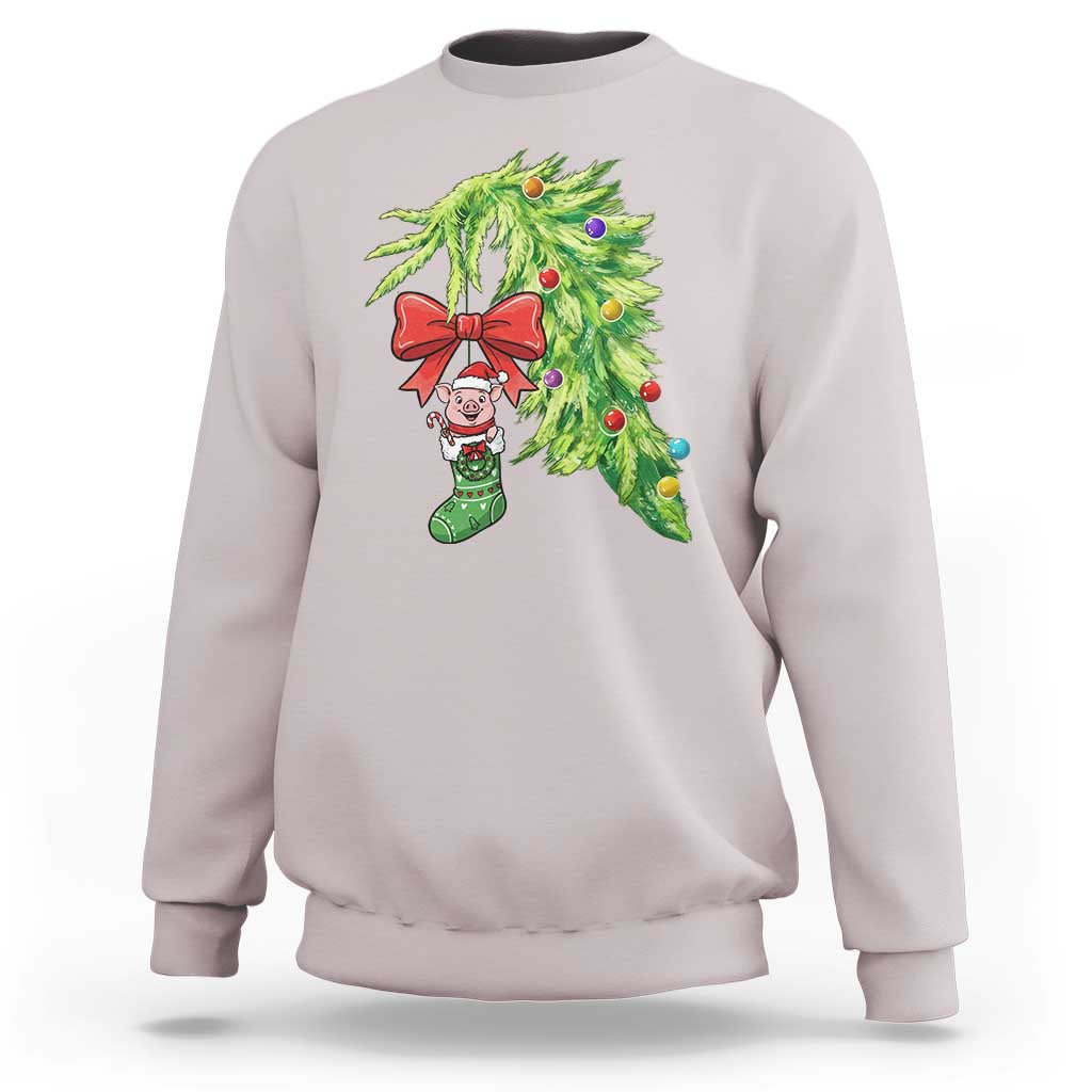Funny Christmas Pig In Green Hand Naughty Sweatshirt Pet Lover Gift - Wonder Print Shop