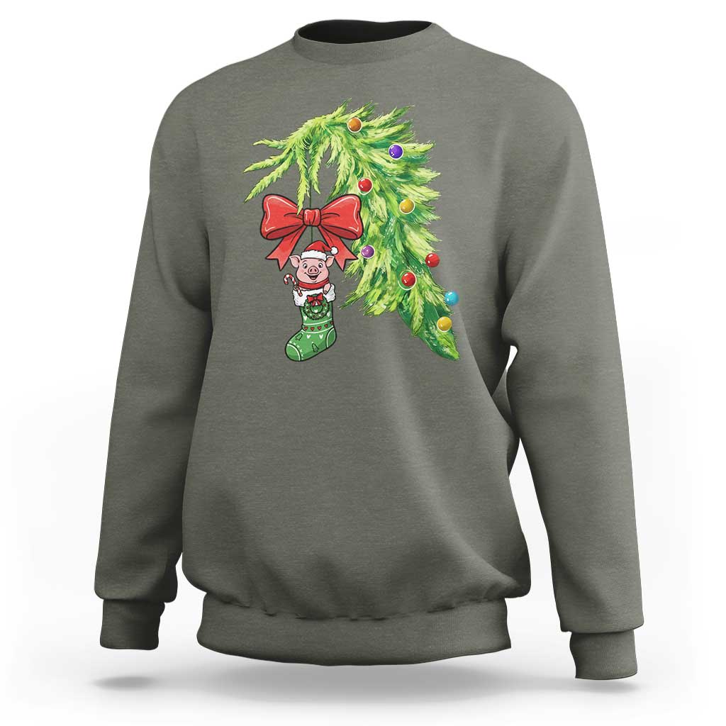 Funny Christmas Pig In Green Hand Naughty Sweatshirt Pet Lover Gift - Wonder Print Shop