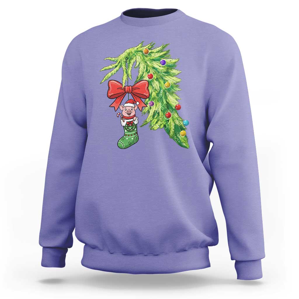 Funny Christmas Pig In Green Hand Naughty Sweatshirt Pet Lover Gift - Wonder Print Shop