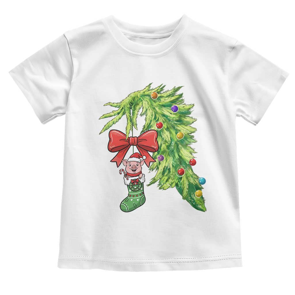 Funny Christmas Pig In Green Hand Naughty Toddler T Shirt Pet Lover Gift - Wonder Print Shop
