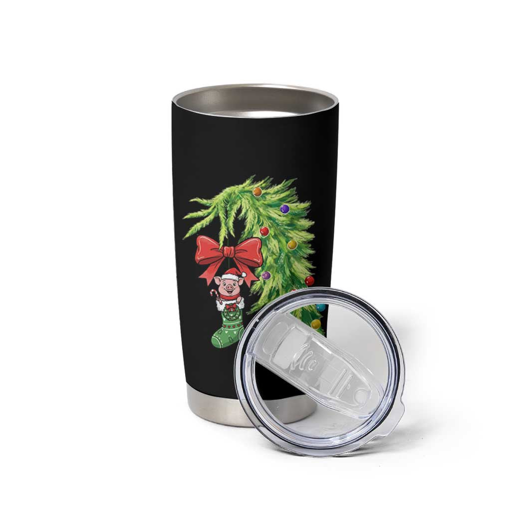 Funny Christmas Pig In Green Hand Naughty Tumbler Cup Pet Lover Gift - Wonder Print Shop