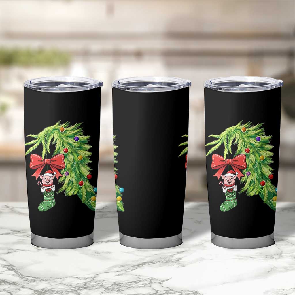 Funny Christmas Pig In Green Hand Naughty Tumbler Cup Pet Lover Gift - Wonder Print Shop