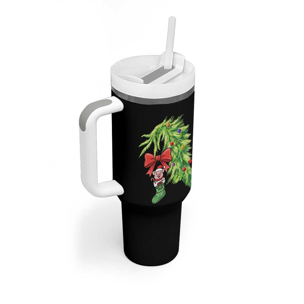 Funny Christmas Pig In Green Hand Naughty Tumbler With Handle Pet Lover Gift - Wonder Print Shop
