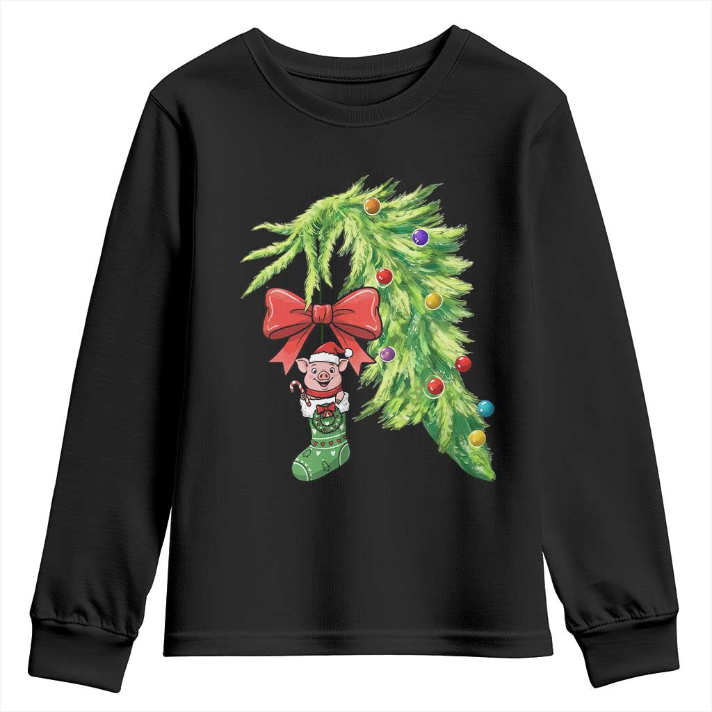 Funny Christmas Pig In Green Hand Naughty Youth Sweatshirt Pet Lover Gift - Wonder Print Shop