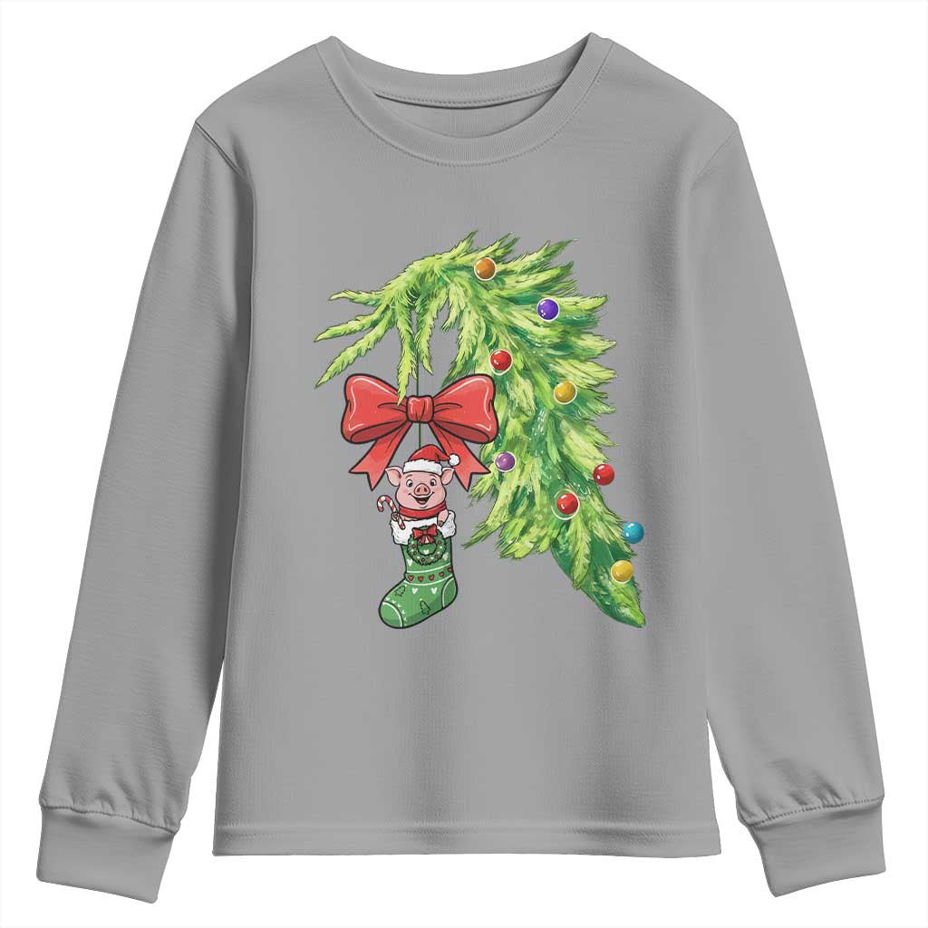 Funny Christmas Pig In Green Hand Naughty Youth Sweatshirt Pet Lover Gift - Wonder Print Shop
