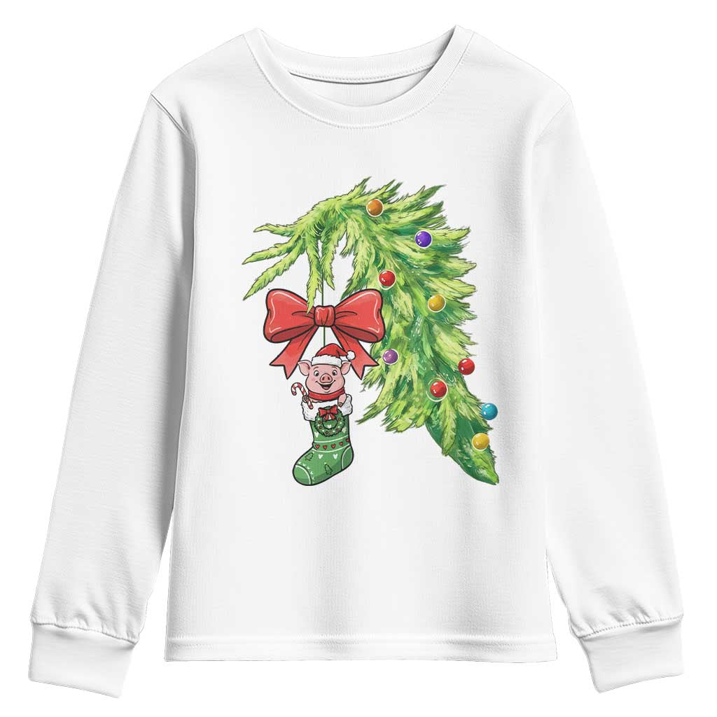 Funny Christmas Pig In Green Hand Naughty Youth Sweatshirt Pet Lover Gift - Wonder Print Shop