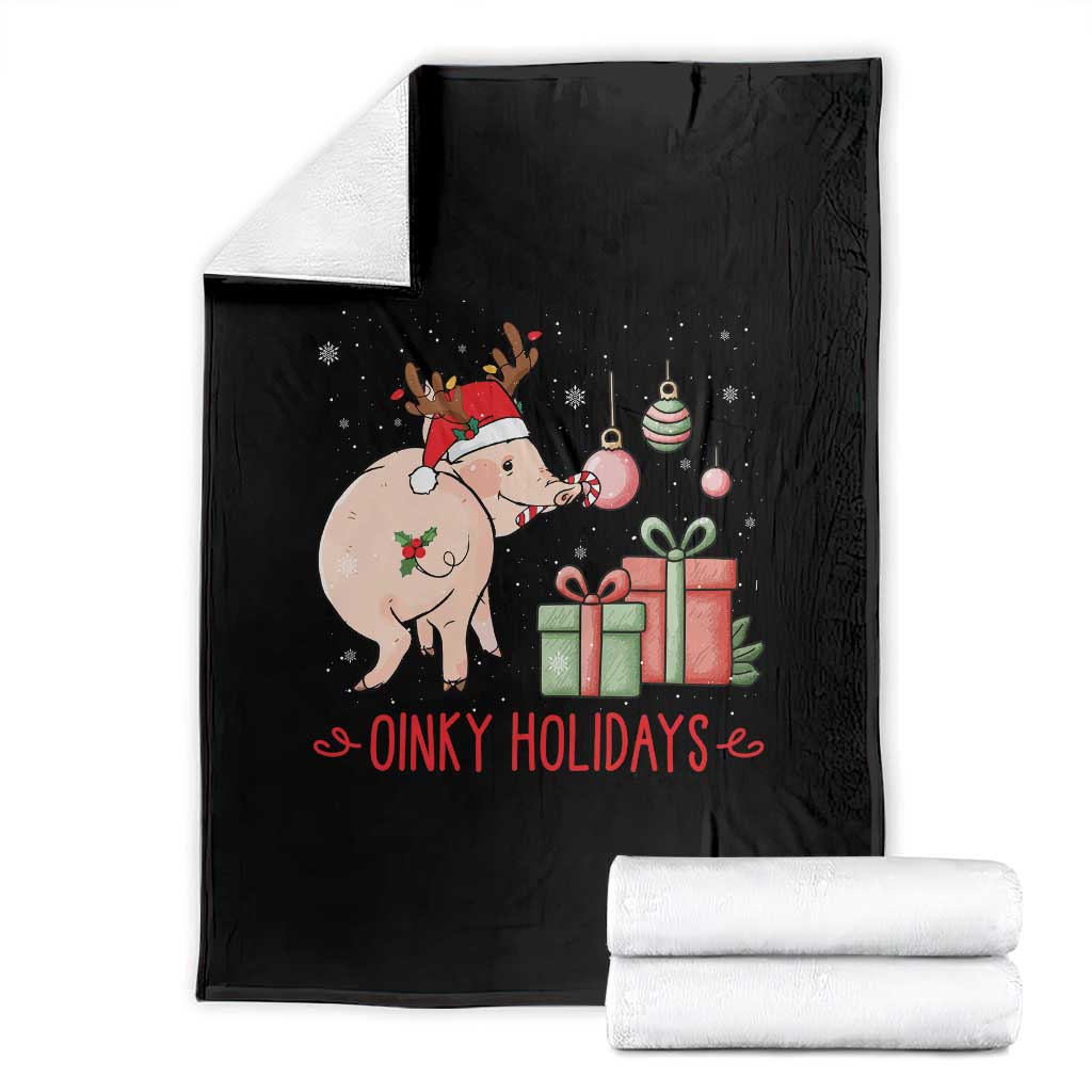 Oinky Holidays Throw Blanket Funny Christmas Pig Lover Gift - Wonder Print Shop