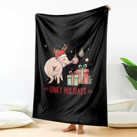 Oinky Holidays Throw Blanket Funny Christmas Pig Lover Gift - Wonder Print Shop