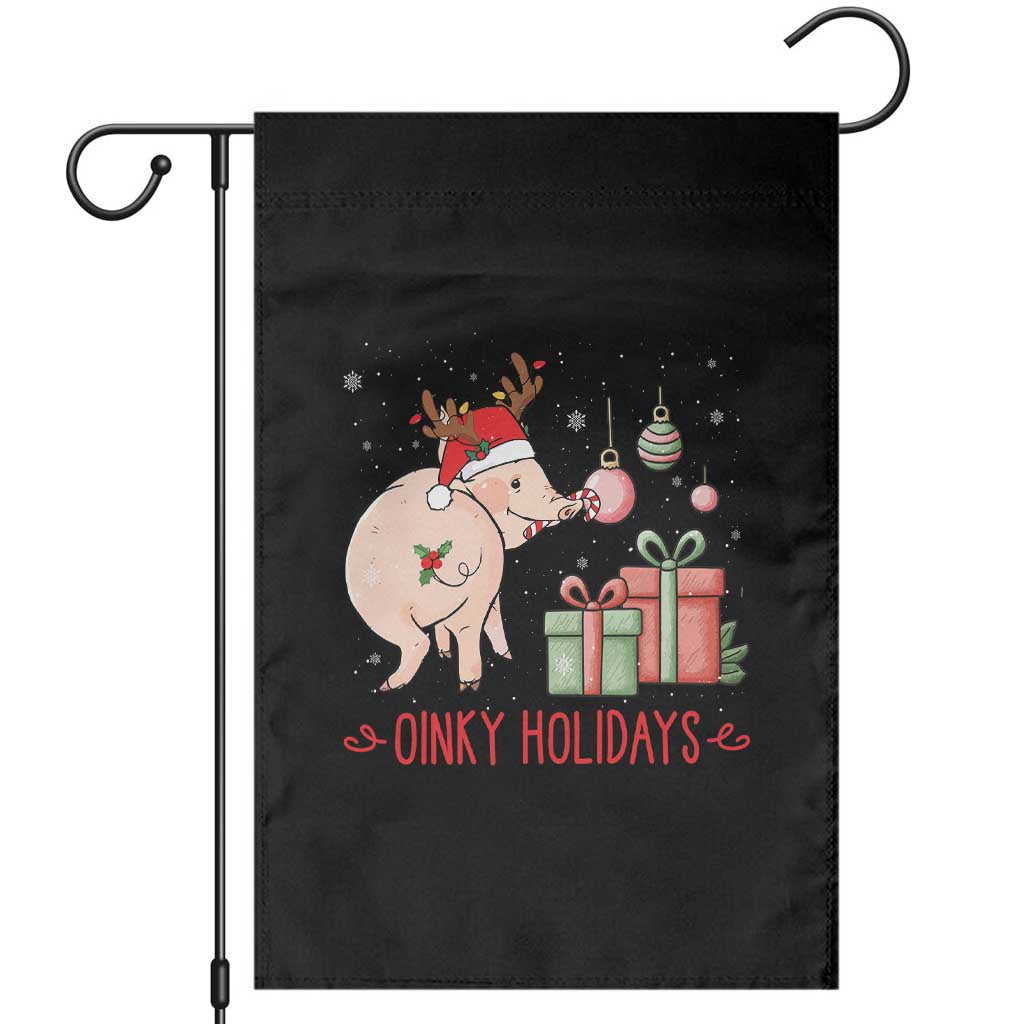Oinky Holidays Garden Flag Funny Christmas Pig Lover Gift - Wonder Print Shop