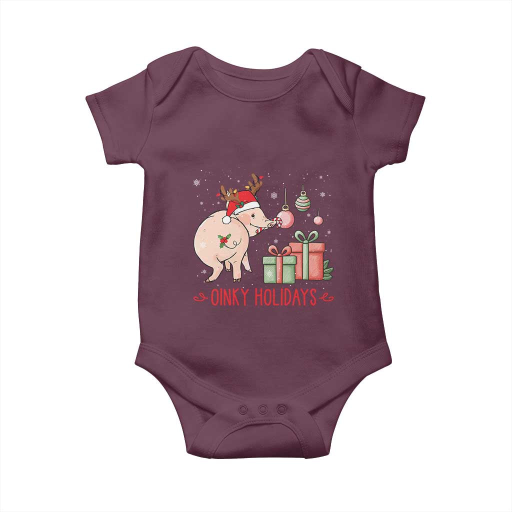 Oinky Holidays Baby Onesie Funny Christmas Pig Lover Gift - Wonder Print Shop