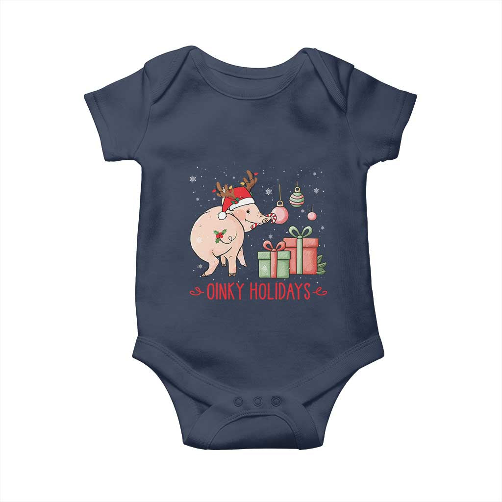 Oinky Holidays Baby Onesie Funny Christmas Pig Lover Gift - Wonder Print Shop