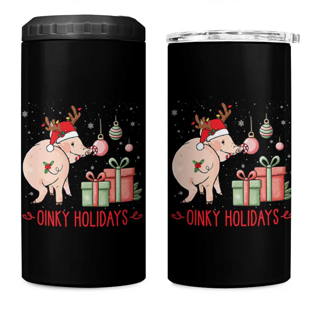 Oinky Holidays 4 in 1 Can Cooler Tumbler Funny Christmas Pig Lover Gift - Wonder Print Shop