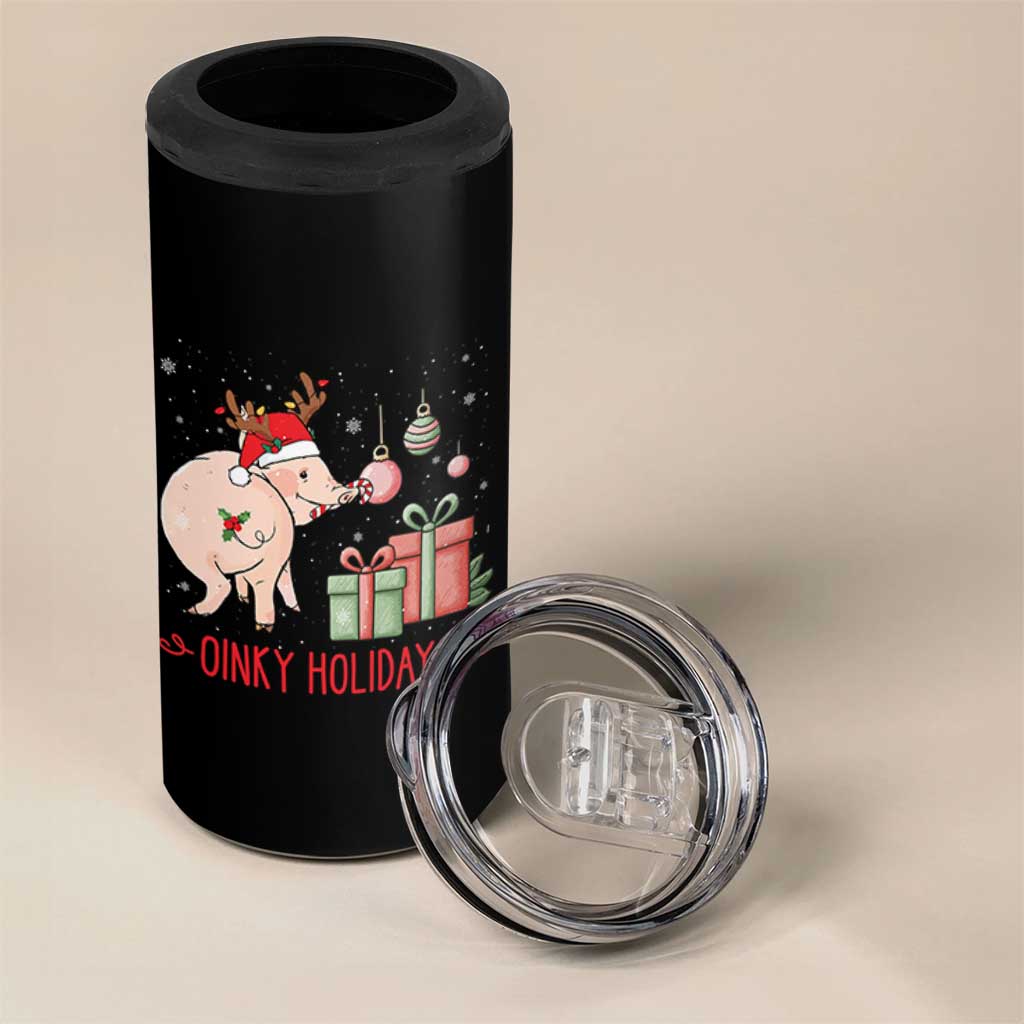 Oinky Holidays 4 in 1 Can Cooler Tumbler Funny Christmas Pig Lover Gift - Wonder Print Shop