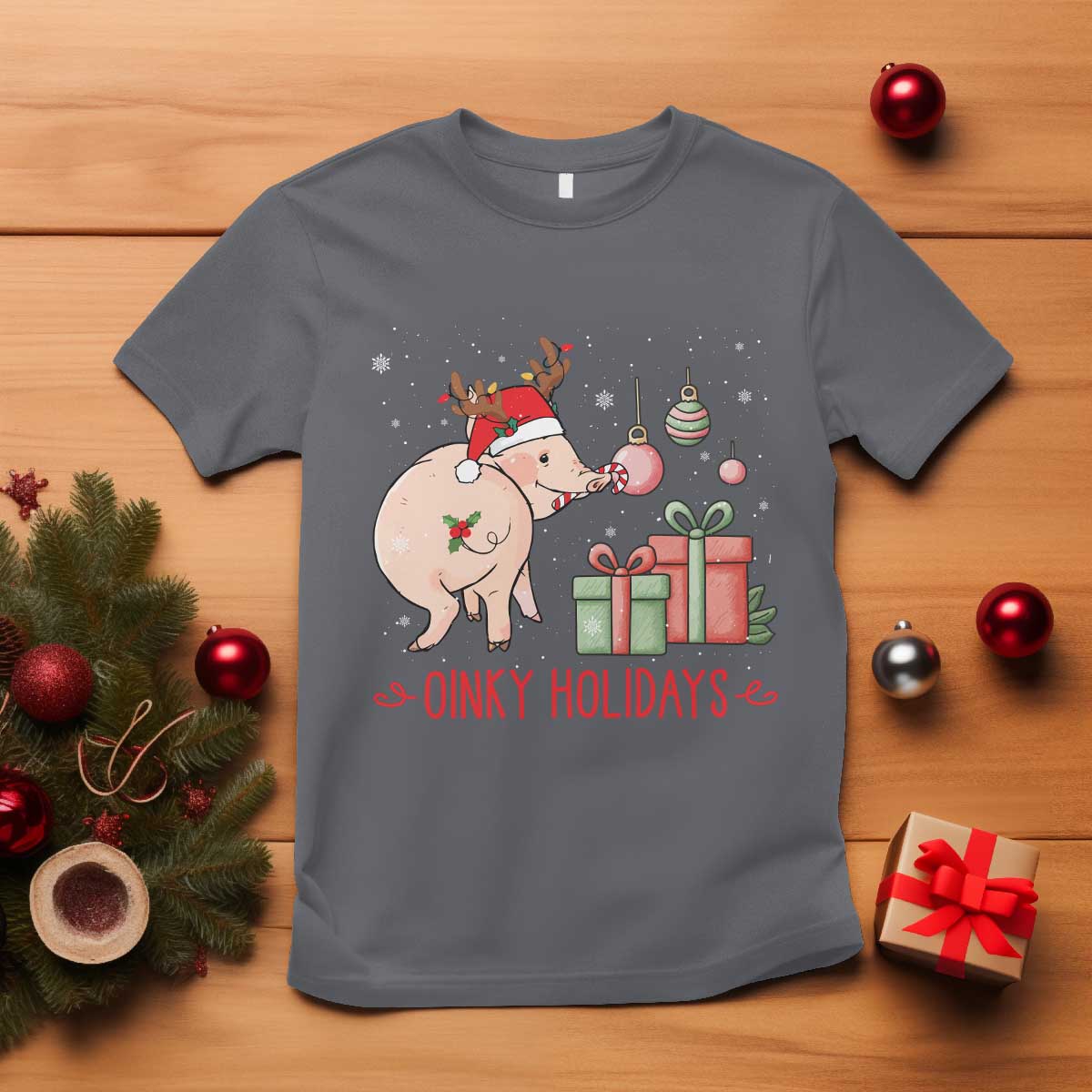 Oinky Holidays T Shirt Funny Christmas Pig Lover Gift - Wonder Print Shop