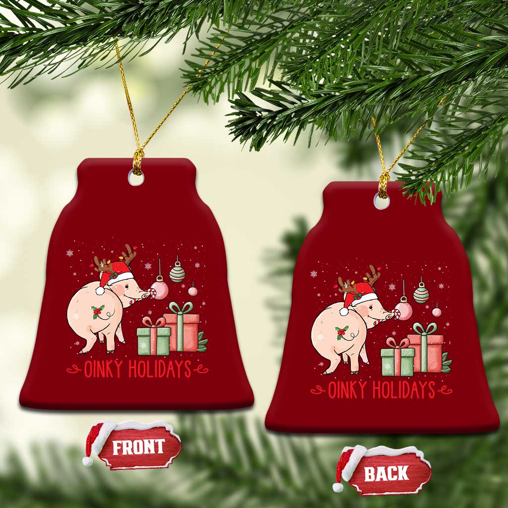 Oinky Holidays Ceramic Ornament Funny Christmas Pig Lover Gift - Wonder Print Shop