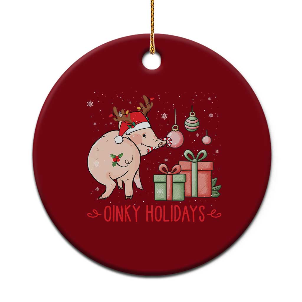 Oinky Holidays Ceramic Ornament Funny Christmas Pig Lover Gift - Wonder Print Shop