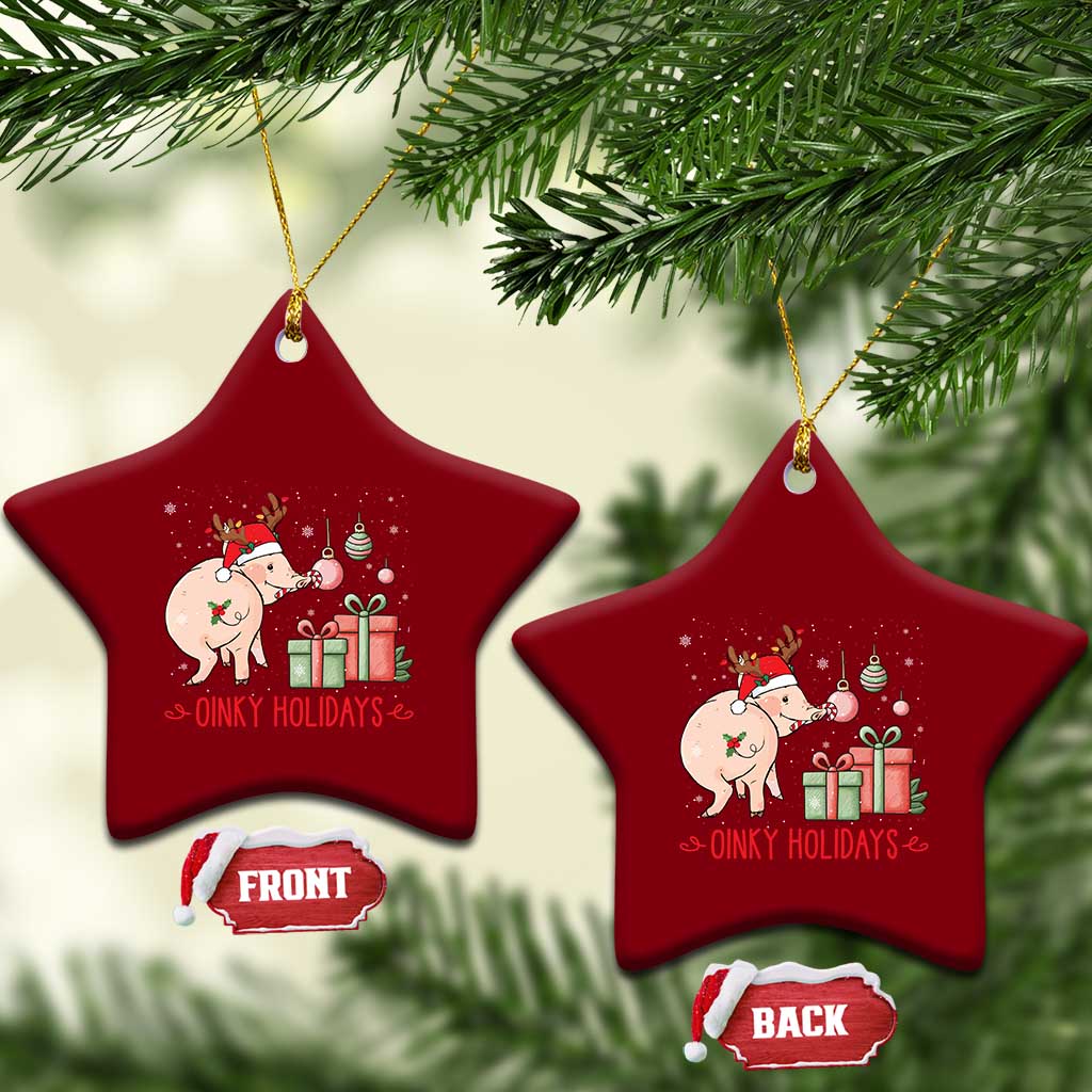 Oinky Holidays Ceramic Ornament Funny Christmas Pig Lover Gift - Wonder Print Shop