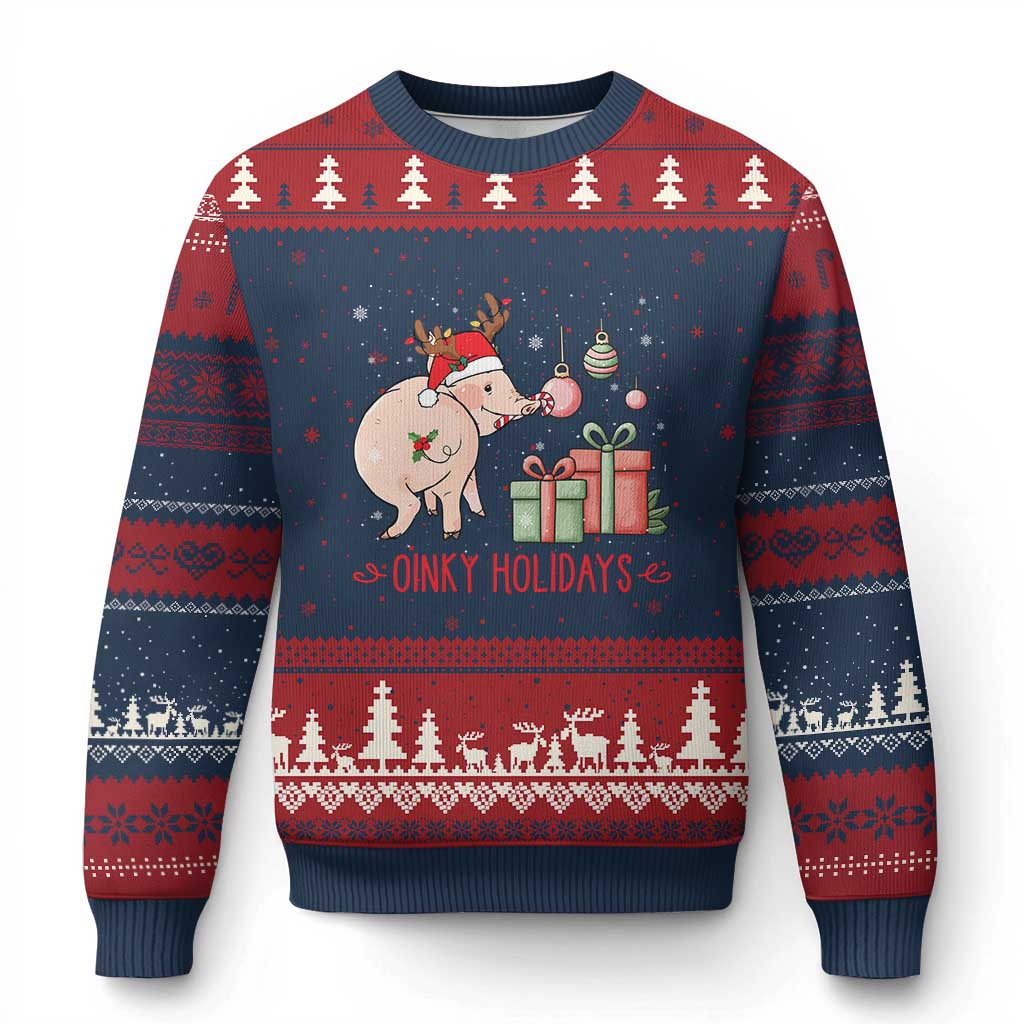 Oinky Holidays Ugly Christmas Sweater Funny Xmas Pig Lover Gift - Wonder Print Shop