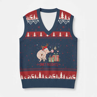 Oinky Holidays V-Neck Knit Sweater Vest Funny Xmas Pig Lover Gift - Wonder Print Shop