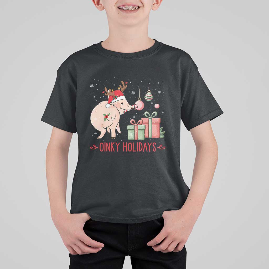 Oinky Holidays T Shirt For Kid Funny Christmas Pig Lover Gift - Wonder Print Shop