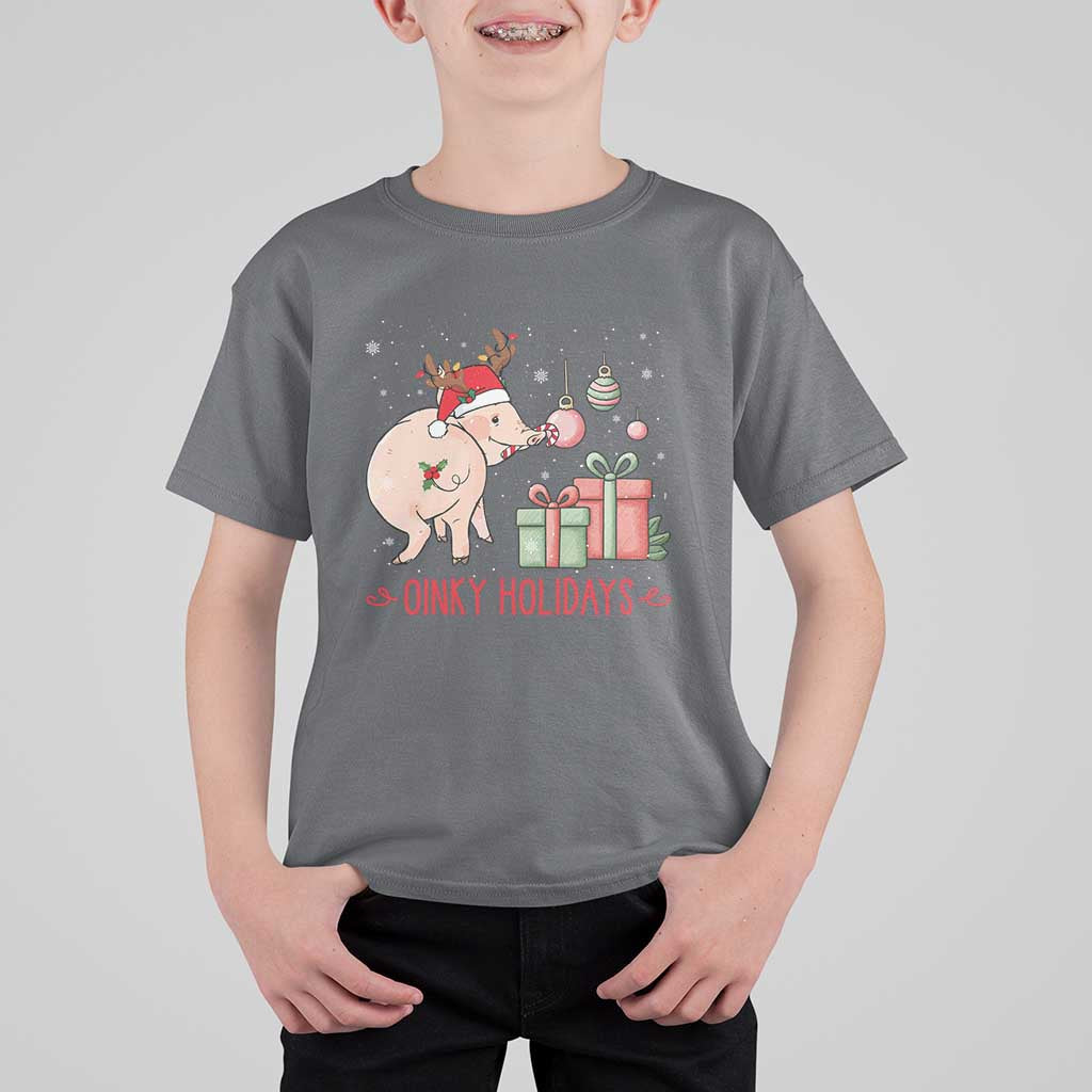 Oinky Holidays T Shirt For Kid Funny Christmas Pig Lover Gift - Wonder Print Shop