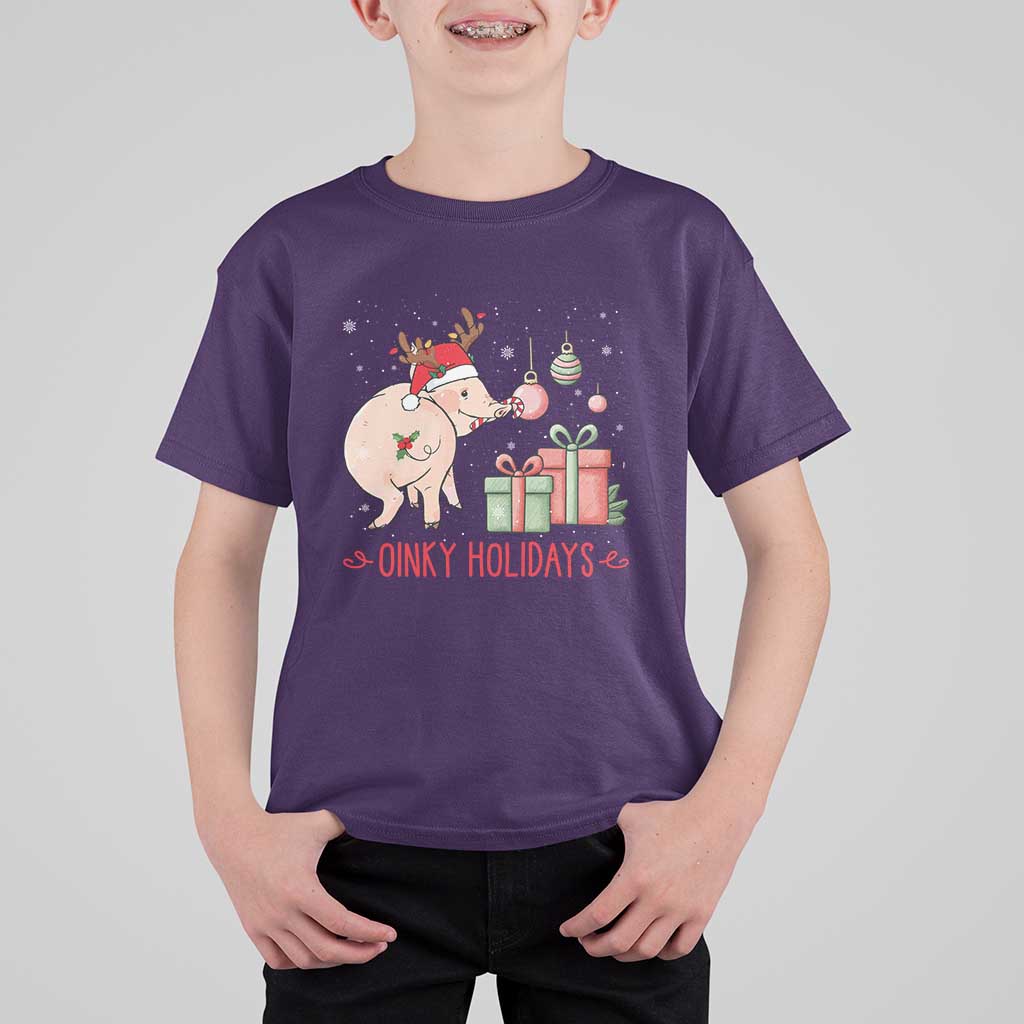 Oinky Holidays T Shirt For Kid Funny Christmas Pig Lover Gift - Wonder Print Shop