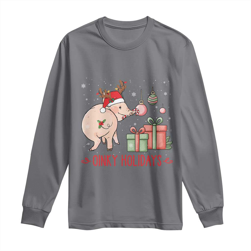Oinky Holidays Long Sleeve Shirt Funny Christmas Pig Lover Gift - Wonder Print Shop