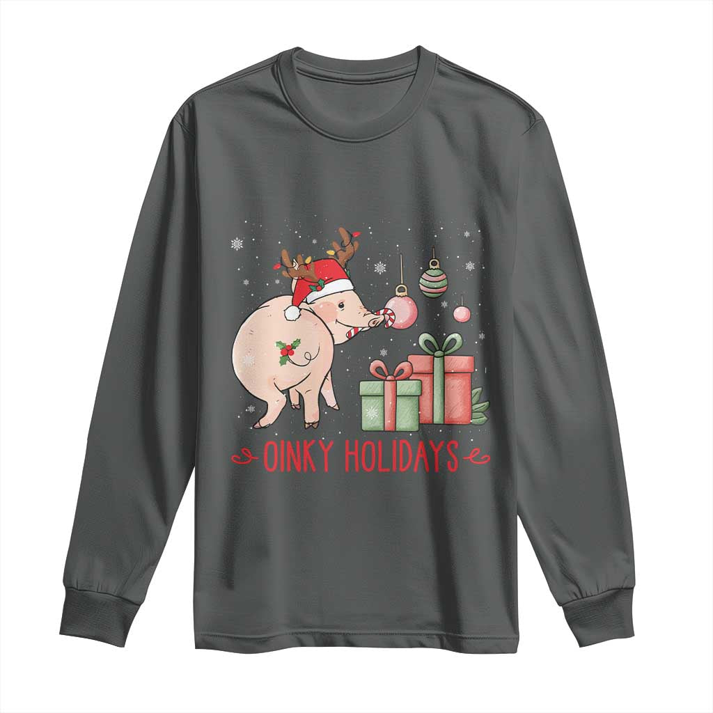 Oinky Holidays Long Sleeve Shirt Funny Christmas Pig Lover Gift - Wonder Print Shop
