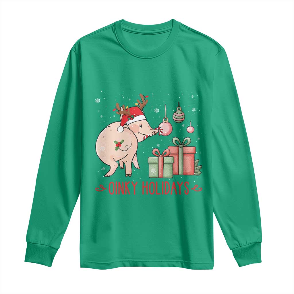 Oinky Holidays Long Sleeve Shirt Funny Christmas Pig Lover Gift - Wonder Print Shop